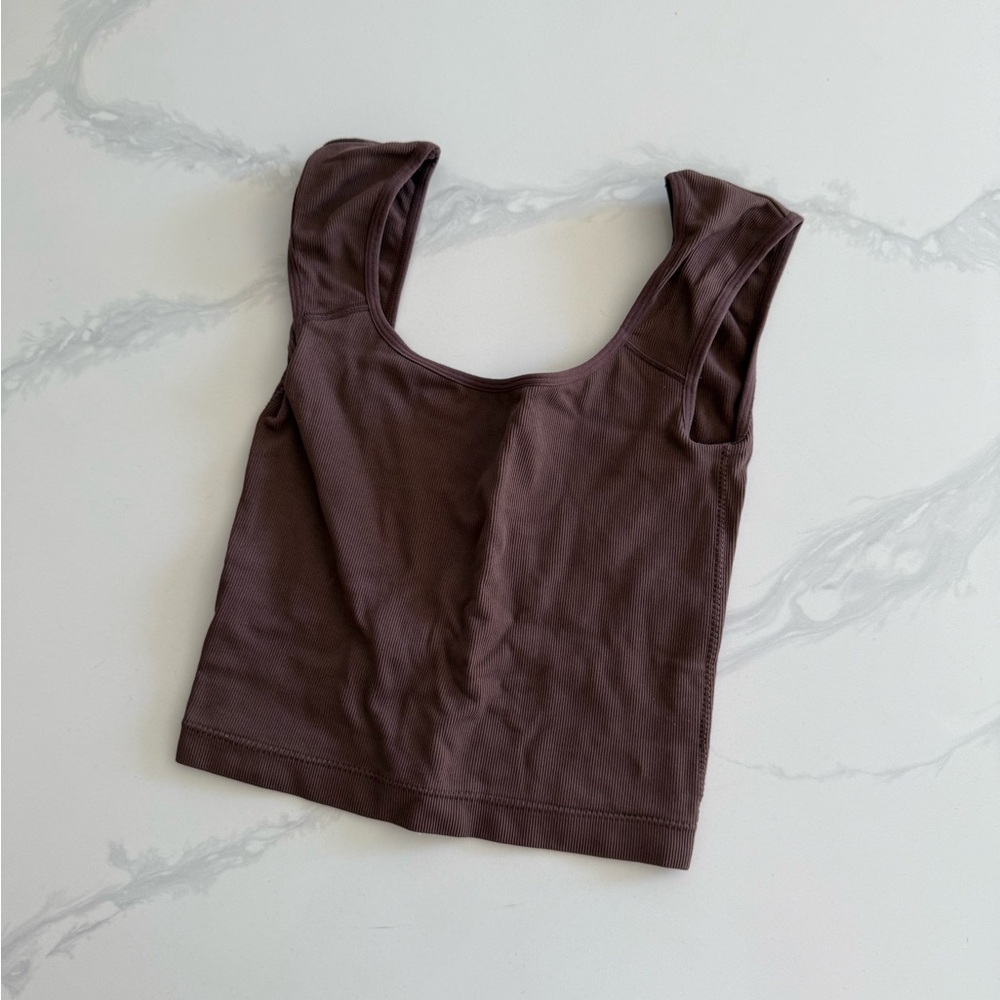 Garage Brown Fitted Crop Tank Top